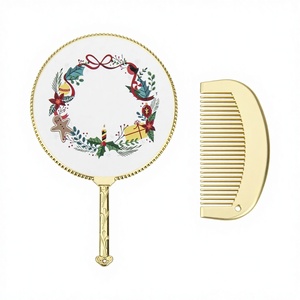 Cadeaux de Noël Mini ensemble de peignes à miroir en métal moulé sous pression Portable Design en métal pour kit cadeau Arts & Crafts - Product Image 1