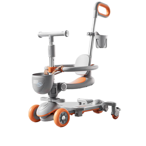 3-<b>Wheel</b> Foldable Children Pedal Scooter with Seat <b>Plastic</b> Body Outdoor Riding Toy for Boys Girls Ages 1-12 Years - Product Image 3