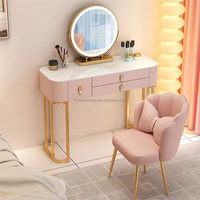 Ensemble de coiffeuse de maquillage avec miroir et chaises