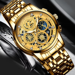 Montre décontractée pour homme BINBOND, en acier inoxydable, simple, 20 mm, populaire, lumineuse, étanche 3 ATM, avec date, mouvement à quartz - Product Image 4