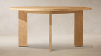 Table à manger ronde contemporaine en bois massif avec trois pieds de support en dalle pour résidence