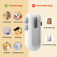Scelleuse de sacs 2 en 1 rechargeable par USB-C, thermoscellage avec coupeur et aimant pour sacs en plastique, sacs à collation