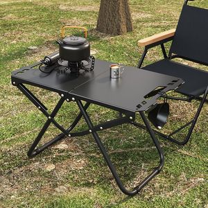 <span class=keywords><strong>Table</strong></span> <span class=keywords><strong>pliante</strong></span> portable carrée moderne IGT en fer, légère, multifonctionnelle, pour l'extérieur, le camping, le pique-nique, le thé, installation en une seconde - Product Image 2