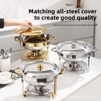 YolecenFor Ensemble de réchauds de buffet en acier inoxydable, pot rond 60L, design moderne et minimaliste, sans poignées, pour hôtels, restaurants et banquets