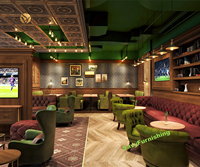 Design d'intérieur de bar sportif de style britannique, mobilier de bar moderne pour club sportif, salon de billard classique, idée de bar sportif en bois