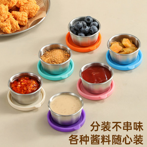 ACS01 Stainless Steel Sauce Cups With Silicone Lids <b>Stackable</b> Portable Leak Proof Bpa Free Round Small Size Single Compartment - Product Image 4