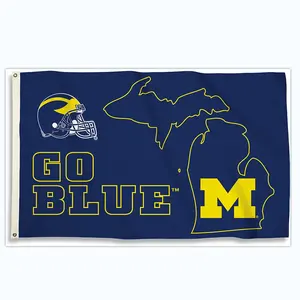 Bandeira personalizada dos Loucos de Michigan de 3x5 pés para a equipe de esportes universitária
