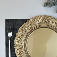Vente en gros d'assiettes de présentation en plastique de luxe or et argent assiettes en plastique décoratives de mariage de restaurant d'hôtel