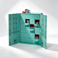 Boîte de calendrier de l'avent personnalisée 24 jours avec papier rigide écologique, doubles portes et 24 compartiments numérotés