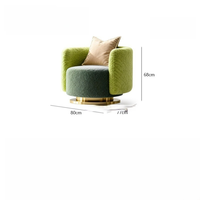 Fauteuil pivotant vert mousse avec base dorée, fauteuil rond en tissu bouclé, fauteuil d'appoint pour la maison, le salon, l'hôtel