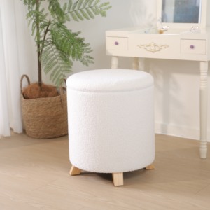 2025 repose-pieds en polaire Teddy de luxe petit <span class=keywords><strong>tabouret</strong></span> pouf avec rangement pour salon - Product Image 4