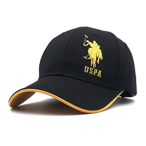 Uspa <b>Baseball</b> <b>Cap</b> Black Yellow Embroidered Logo Unisex Spring Summer Outdoor Sun Hat Breathable Twill Fabric - Product Image 1