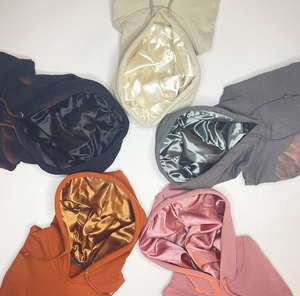Vente en gros Logo personnalisé Sweat à capuche doublé en satin Sweats à capuche surdimensionnés en soie Vestes en satin à capuche personnalisées pour femmes Usage quotidien - Product Image 1