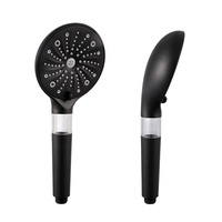 Pommeau de douche rond noir mat 11 modes avec fenêtre de filtre visible, coton PP remplaçable, douchette haute pression avec 1 filtre