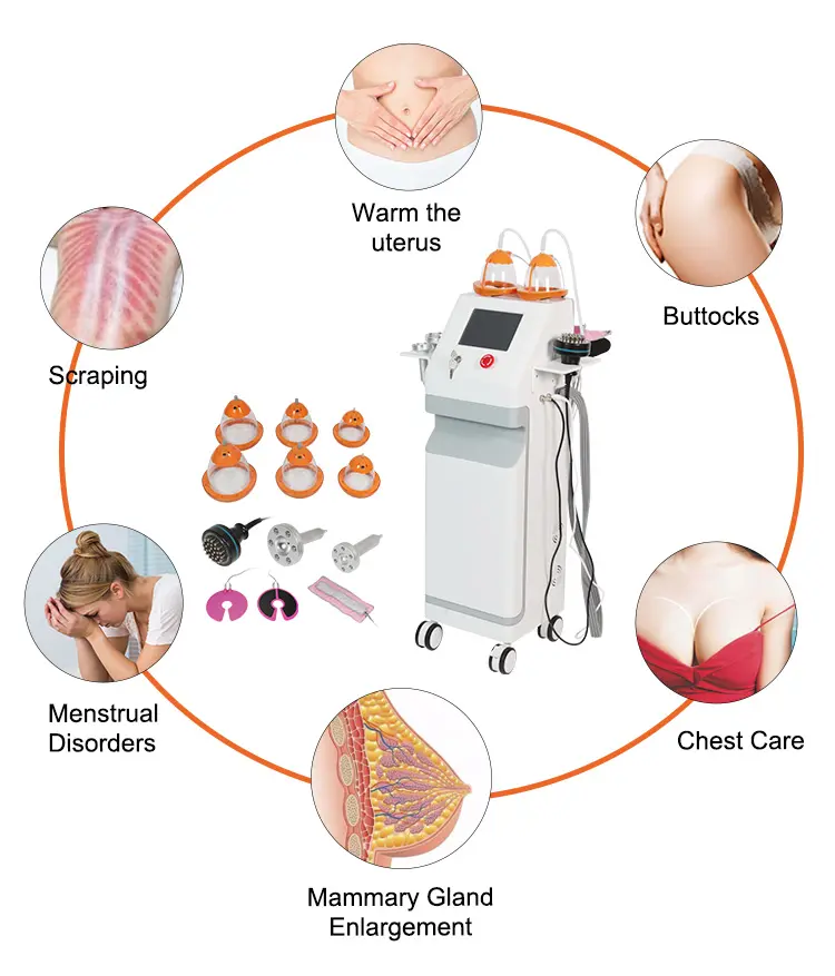 4 में 1 स्तन विस्तार वैक्यूम थेरेपी कंपन माइक्रो करंट नेतृत्व लाल प्रकाश फिजियो स्तन मशीन