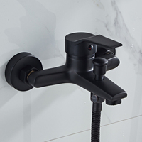 Ensemble de robinetterie de douche murale le plus populaire, en laiton noir durable, avec jet de pluie, monocommande et fonction de mesure