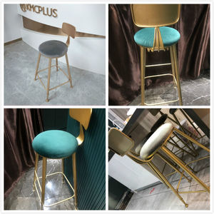 Tabouret de comptoir en velours, chaise de Bar haute en métal, moderne, Rose doré, de style décontracté et minimaliste, pour la <span class=keywords><strong>maison</strong></span>, en vente, offre spéciale, - Product Image 6