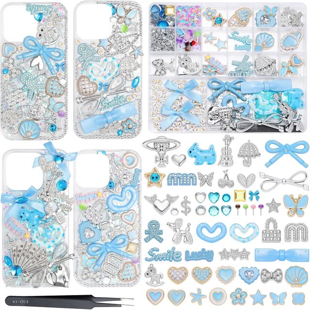 DIY Jewelry Loose Beads Charms Kit Flatback Decorations Cute Bows Letter Beads for Phone Case Nail Art Craft Supplies