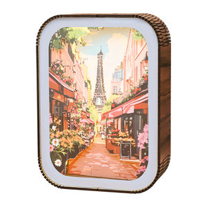 Petite pièce décorative : Boîte à lumière en bois de <span class=keywords><strong>Paris</strong></span> - Lampe de nuit miniature en bois sculpté avec LED, paysage urbain découpé au laser 3D, décoration d'intérieur - Product Image 1