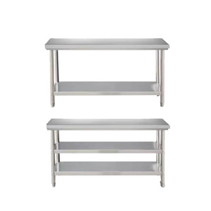 VICTORY KITCHEN 304 Mesa de trabajo de acero inoxidable con protector contra salpicaduras Mesa de centro de patas redondas para otros suministros de hotel y restaurante - Product Image 3