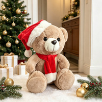 Peaux d'animaux en peluche non rembourrées pour Noël, incluant peaux d'ours en peluche, peaux d'ours en peluche avec bonnet et écharpe de Père Noël, et housses de peluche vierges pour ours en peluche.
