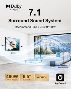 Potente Esperienza Dolby <span class=keywords><strong>Atmos</strong></span> da 460W: <span class=keywords><strong>Soundbar</strong></span> Ultimea 7.1ch con Subwoofer da 6.5\", 4 Altoparlanti Cablati, Sistema Home Theater - Product Image 4