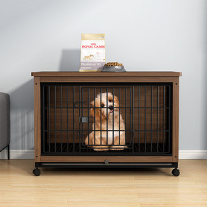 Recinto per Cani da Interno in <span class=keywords><strong>Legno</strong></span> con Area Separata per il Bagno, Gabbia per Razze Piccole e Medie, Cuccia per Shiba Inu e Cuccioli - Product Image 1