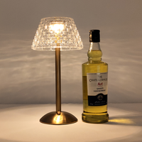 Lampe de table LED rechargeable en cristal, élégante, sans fil, à intensité variable, pour mariage, ambiance luxueuse, style rétro, tactile