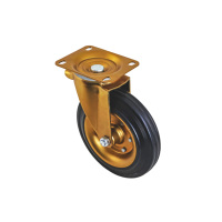 Roue pivotante en caoutchouc pour poubelle, avec plaque de base en acier robuste 200x50mm, sans frein inclus, directement de l'usine