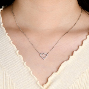 Fashion Eco-friendly Copper 14K Gold Plated Hollow Out Design Jewelry Micro Pave 1.5MM VVS GRA Moissanite Heart <b>Locket</b> Necklace - Product Image 4