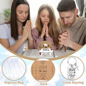 수제 기독교 열쇠고리 십자가 펜던트 긍정적인 크로셰 예수 인형 면 자수 정서적 지원 선물 - Product Image 3