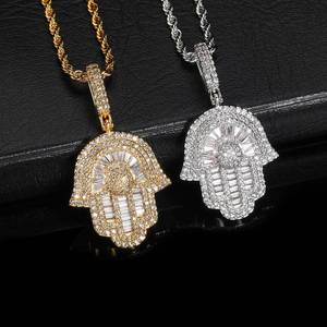 Exclusive Urban Streetwear 18K Gold Plated GRA Moissanite Custom Hamsa Hand Charms S925 <b>Silver</b> Prong Setting Concert <b>Necklaces</b> - Product Image 6