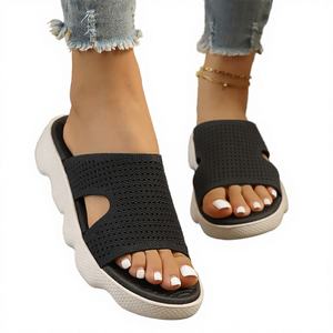 Sandalias de cuña con punta abierta para mujer, primavera-verano 2026, de malla transpirable, suela gruesa de EVA, huecas, con aumento de altura - Product Image 3