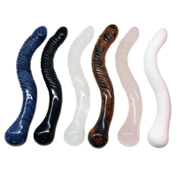 Varita de Cristal, Dildo Vibrador de Cristal de Cuarzo Rosa Realista de Doble Cabeza de Obsidiana Negra, Impermeable, para Mujer