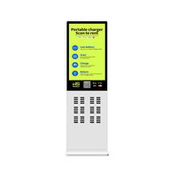 Borne de location commerciale multi-paiements pour batteries externes, fonctionnement stable, kiosque distributeur de batteries partagées, écran publicitaire HD 43 pouces, 15W