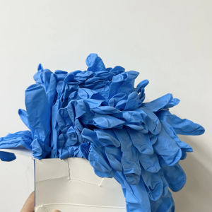 Tinture per <span class=keywords><strong>capelli</strong></span> senza lattice 4mil 5mil salone di bellezza 9 pollici polvere senza dita Texture <span class=keywords><strong>blu</strong></span> pesante 4mil 5mil guanti in Nitrile - Product Image 3