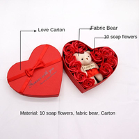 Ours en peluche rose éternelle fait main avec boîte cadeau cœur de luxe, décoration florale artificielle longue durée pour célébration d'anniversaire