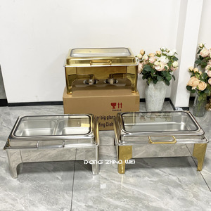 Scaldavivande in Acciaio Inox Dorato da 9L, Set Catering Moderno e Lussuoso, Set Buffet Dorato, Scaldavivande per Buffet - Product Image 2
