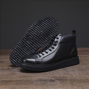 Bottes Martin de luxe pour hommes, style coréen, tendance, en cuir véritable, à plateforme, rehaussantes, bottes de travail et à lacets - Product Image 3