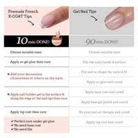 XCOATTIPS Faux ongles réutilisables en gel souple, couvrance totale, French Manucure, Stiletto, Carré, Courts, à presser, pour doigts, vente en gros, pré-conçus