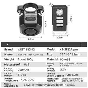 Alarma para Bicicleta WESTBIKING, Mini Alarma de Anillo para Manillar, Ligera, 110dB, Impermeable, para Bicicletas de Montaña y Carretera - Product Image 5
