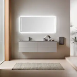 简单设计水槽梳妆台哑光漆面高品质木质浴室柜浴室镜柜