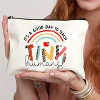 Pochette de cadeaux de remerciement d'anniversaire en lin de jute naturel avec logo personnalisé pour enseignant Sac cosmétique portable à fermeture éclair