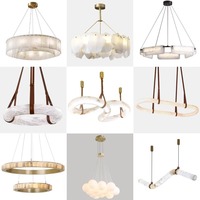 BGST Luxueux Albâtre Pendentif Lumières & Lustres Grand Alimenté Télécommandé pour Hôtel Salon Lampes Décor À La Maison