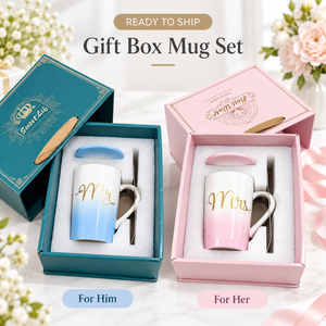 Set Regalo di Tazze in Ceramica Pronte per la Spedizione con Coperchio e Cucchiaio per Uomini e Donne, Regalo di Compleanno e Matrimonio, Vendita all'Ingrosso, Spedizione Rapida - Product Image 4