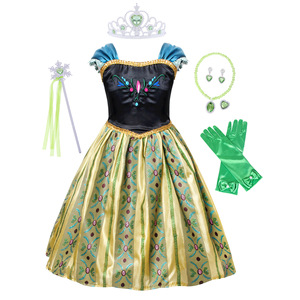 <span class=keywords><strong>Anna</strong></span> Elsa princesa de dibujos animados Cosplay disfraz de hielo vestido de lujo Halloween chica Castillo carnaval fiesta vestir - Product Image 2