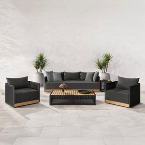 Meilleur ensemble <span class=keywords><strong>de</strong></span> canapés d'extérieur en teck moderne - Durable et imperméable pour <span class=keywords><strong>la</strong></span> cour et l'hôtel - Product Image 1