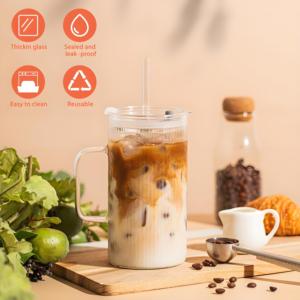 OEM thủy tinh nước thủy tinh với xử lý cao xuất hiện mức độ nữ mùa hè nước trái cây uống thủy tinh sọc <span class=keywords><strong>cup</strong></span> với rơm Bìa - Product Image 6