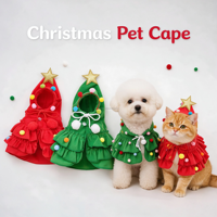 Costumes de Noël pour animaux de compagnie : Pompoms, cape, vêtements pour chat et chien, tenue de Noël pour animaux de compagnie