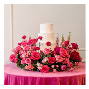 Couronnes de fleurs artificielles bleues, guirlande de roses, porte-bougie pour centre de table de mariage, décoration de chandelier - Product Image 6